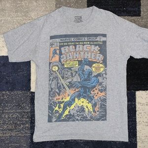 Light grey, faded Black Panther comic graphic tee